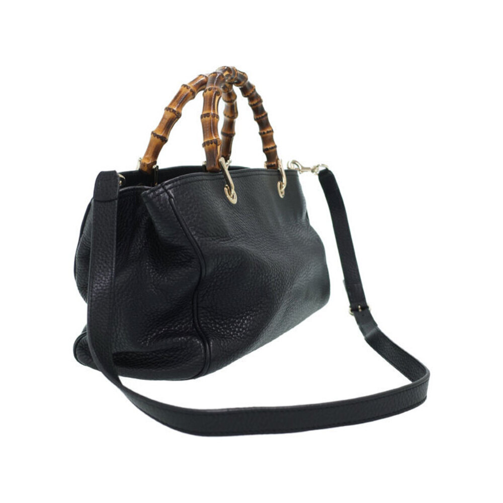 Gucci 2way Bag Leather Shopper Tote Bamboo